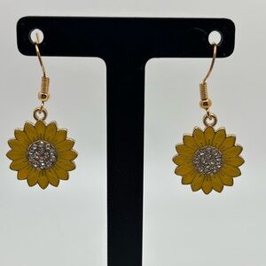 Gold Sunflower Earrings